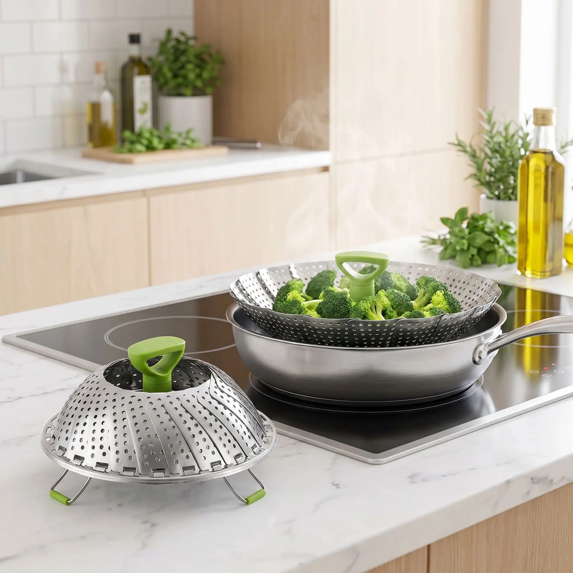 Cuiseur vapeur en inox Extensible en Accessoire de Cuisine Multifonction