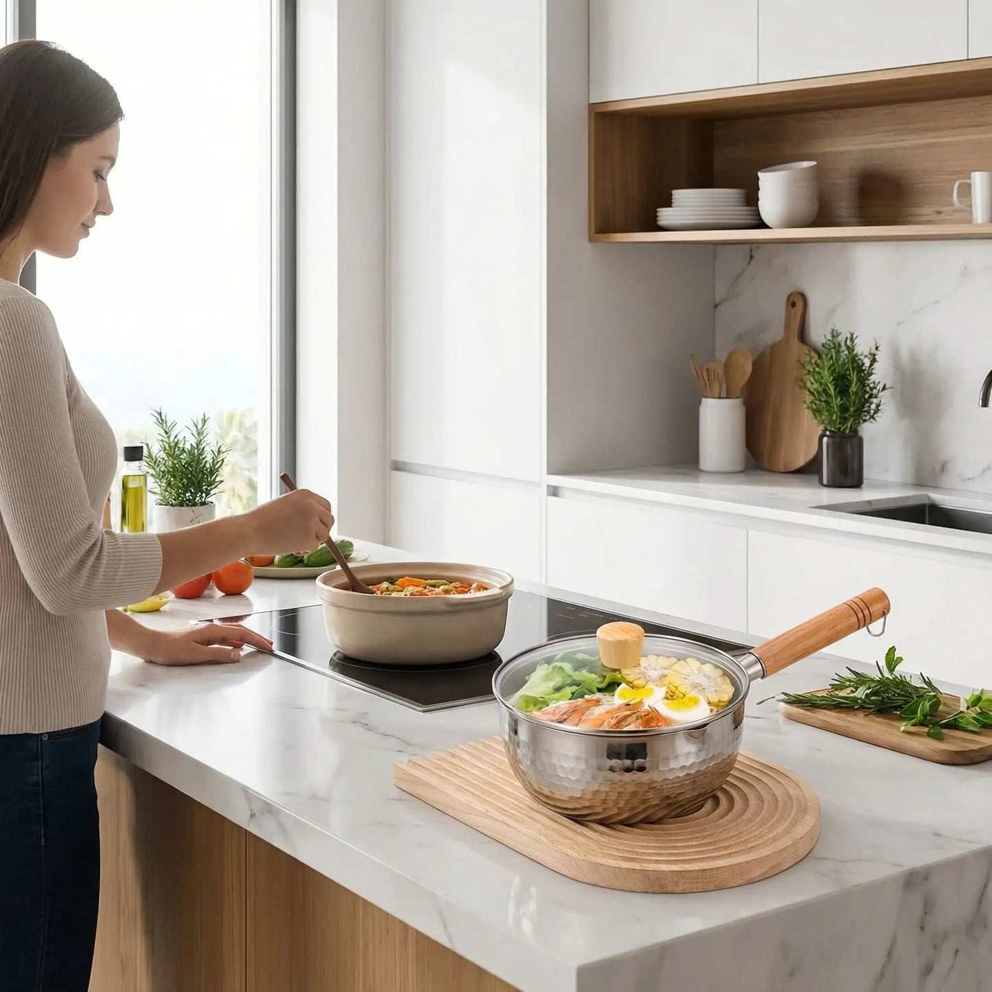 CASSEROLE EN INOX | Durable Manche Bois - Ma - duocuisson