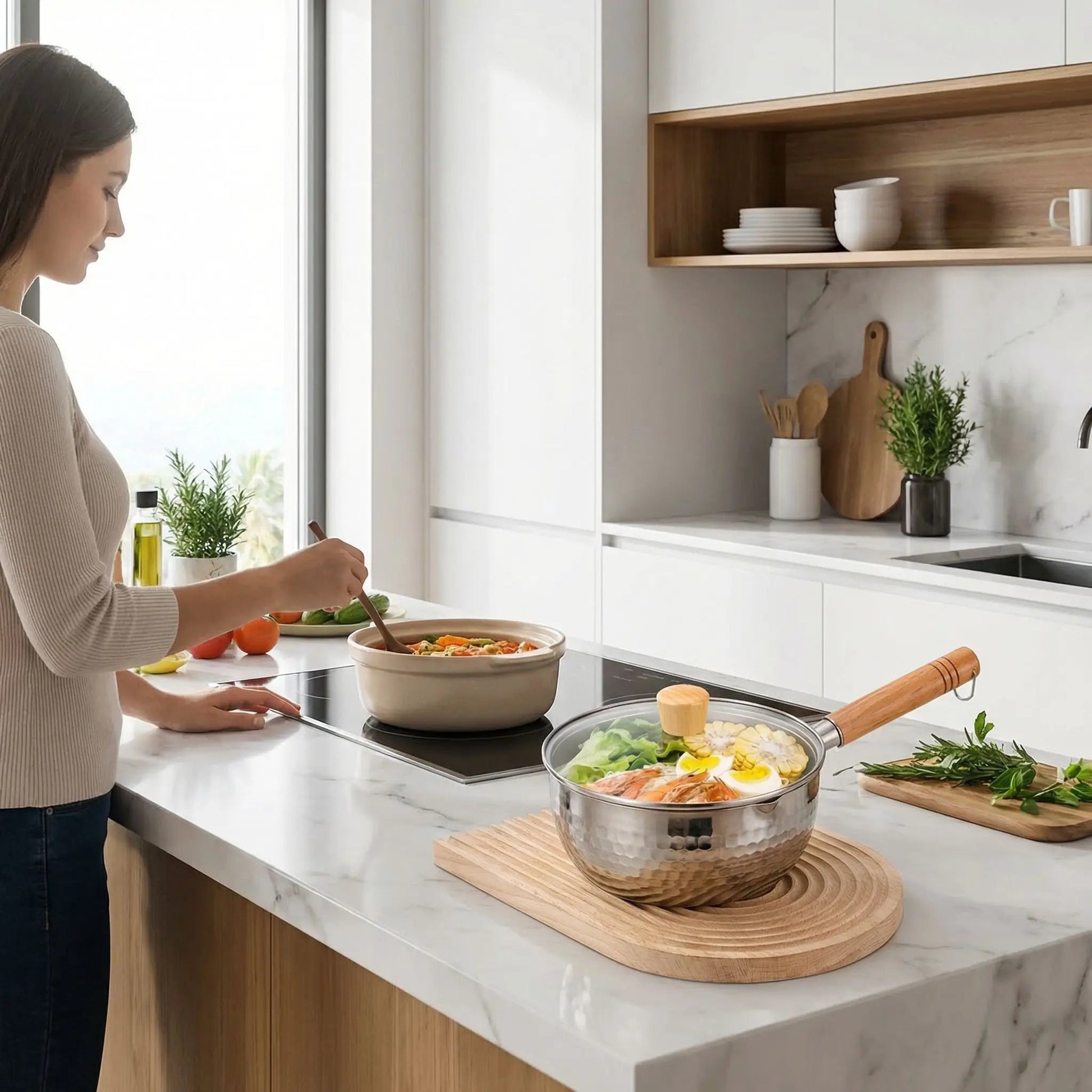 CASSEROLE EN INOX | Durable Manche Bois - Ma - duocuisson