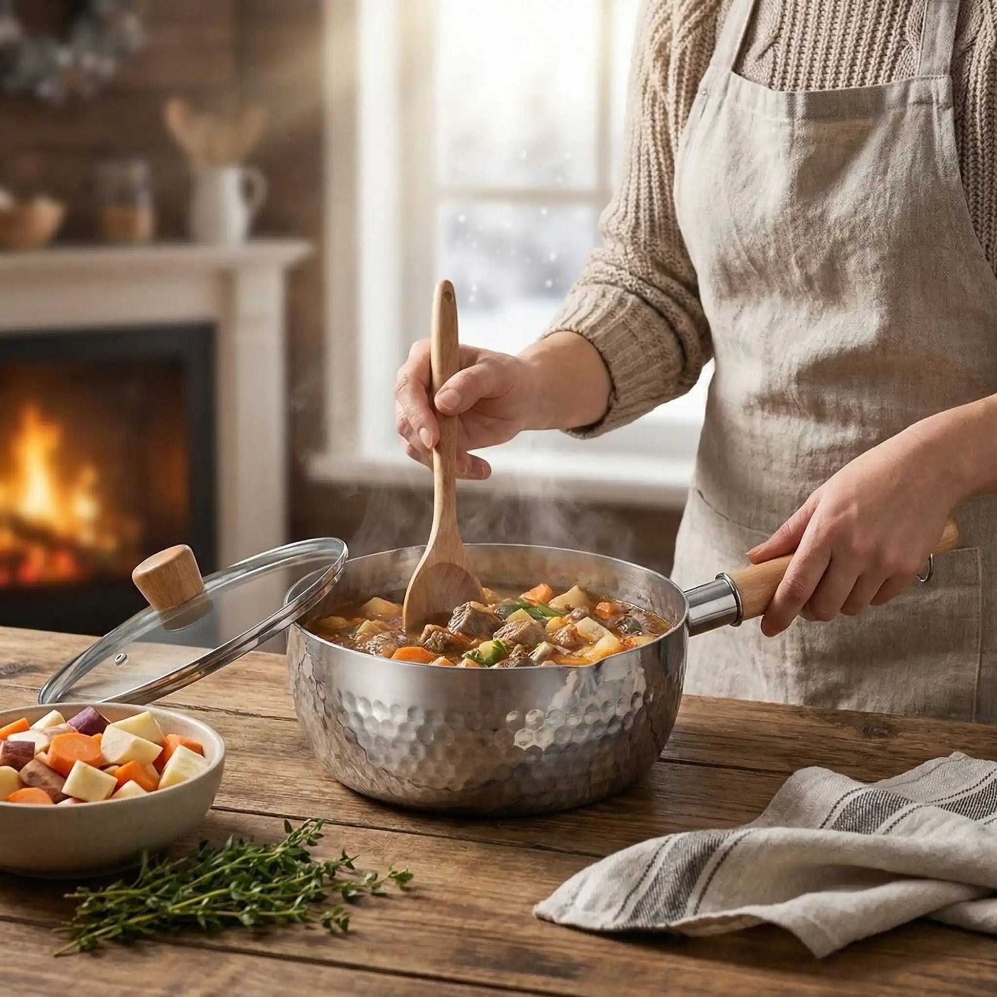 CASSEROLE EN INOX | Durable Manche Bois - Ma - duocuisson