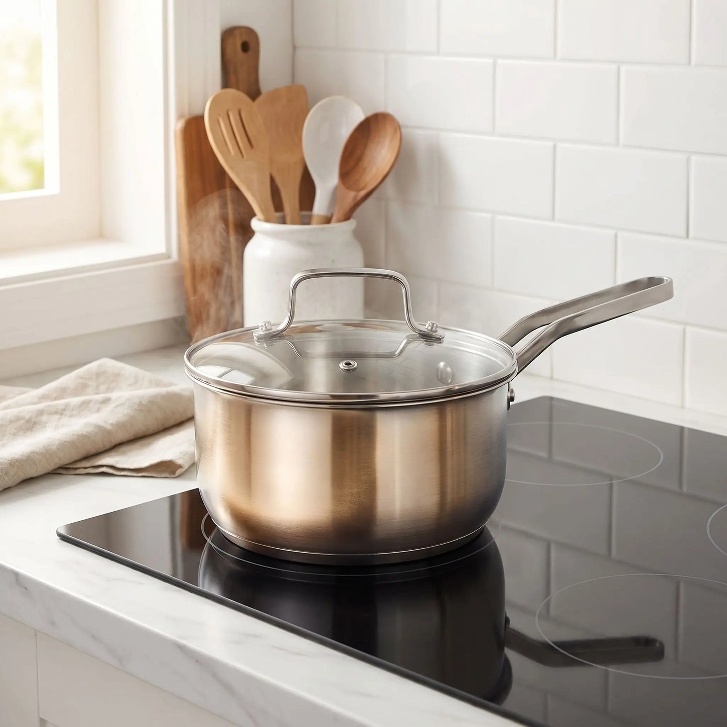 casserole inox induction avec poignee ergonomique