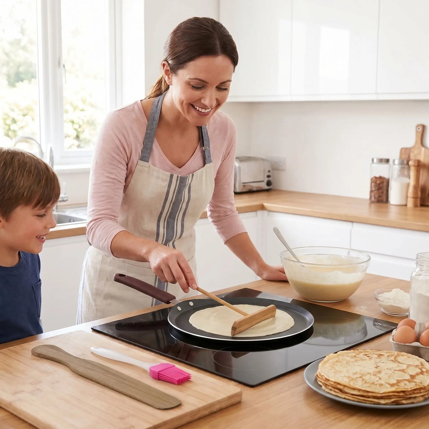 crepiere induction set crepes complet poele spatule pour cuisson familial
