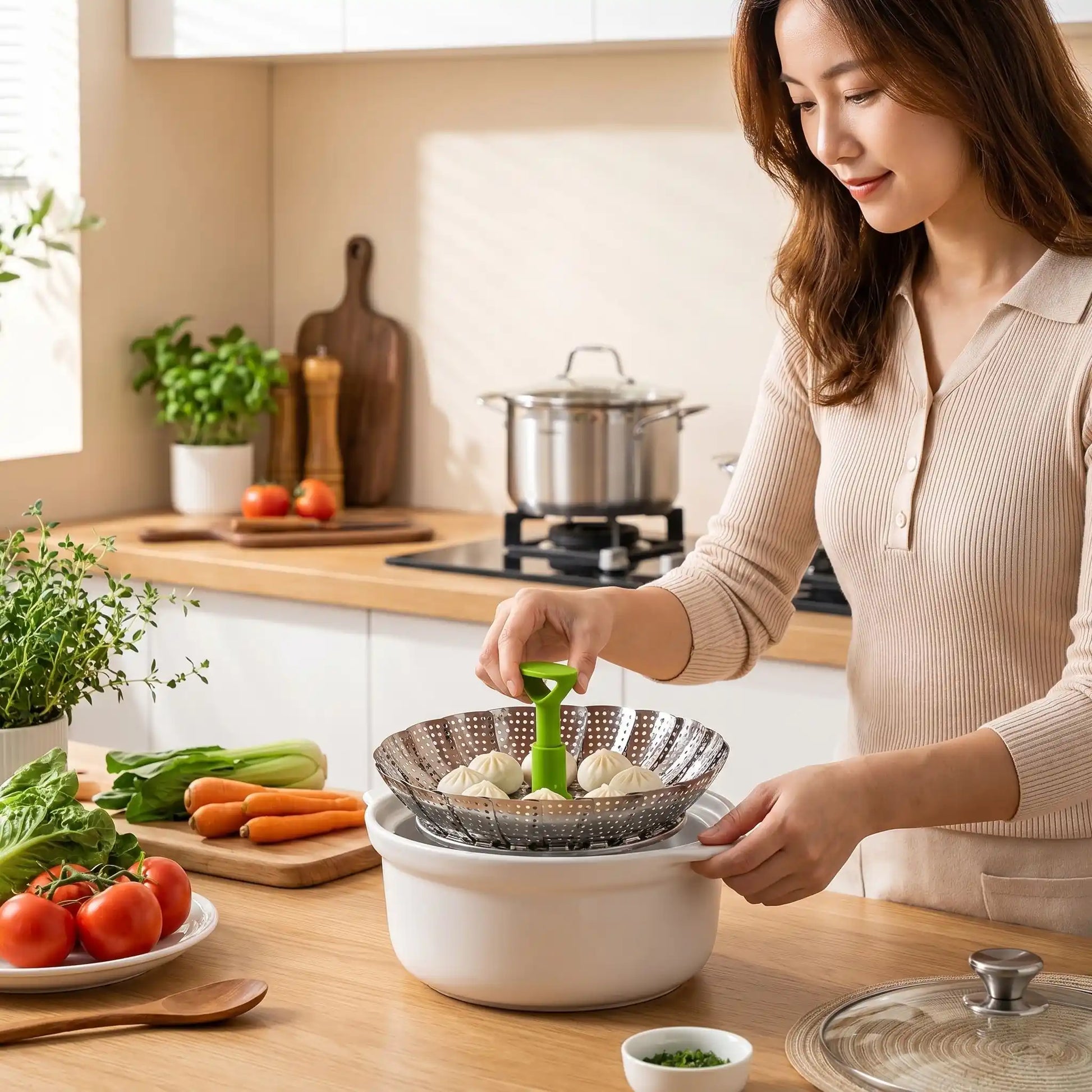 cuiseur vapeur en inox Maman  cuisine des legumes vapeur