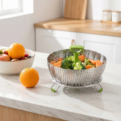 cuiseur vapeur en inox Pliable avec Support Cuisson Vapeur des Legumes et Aliments
