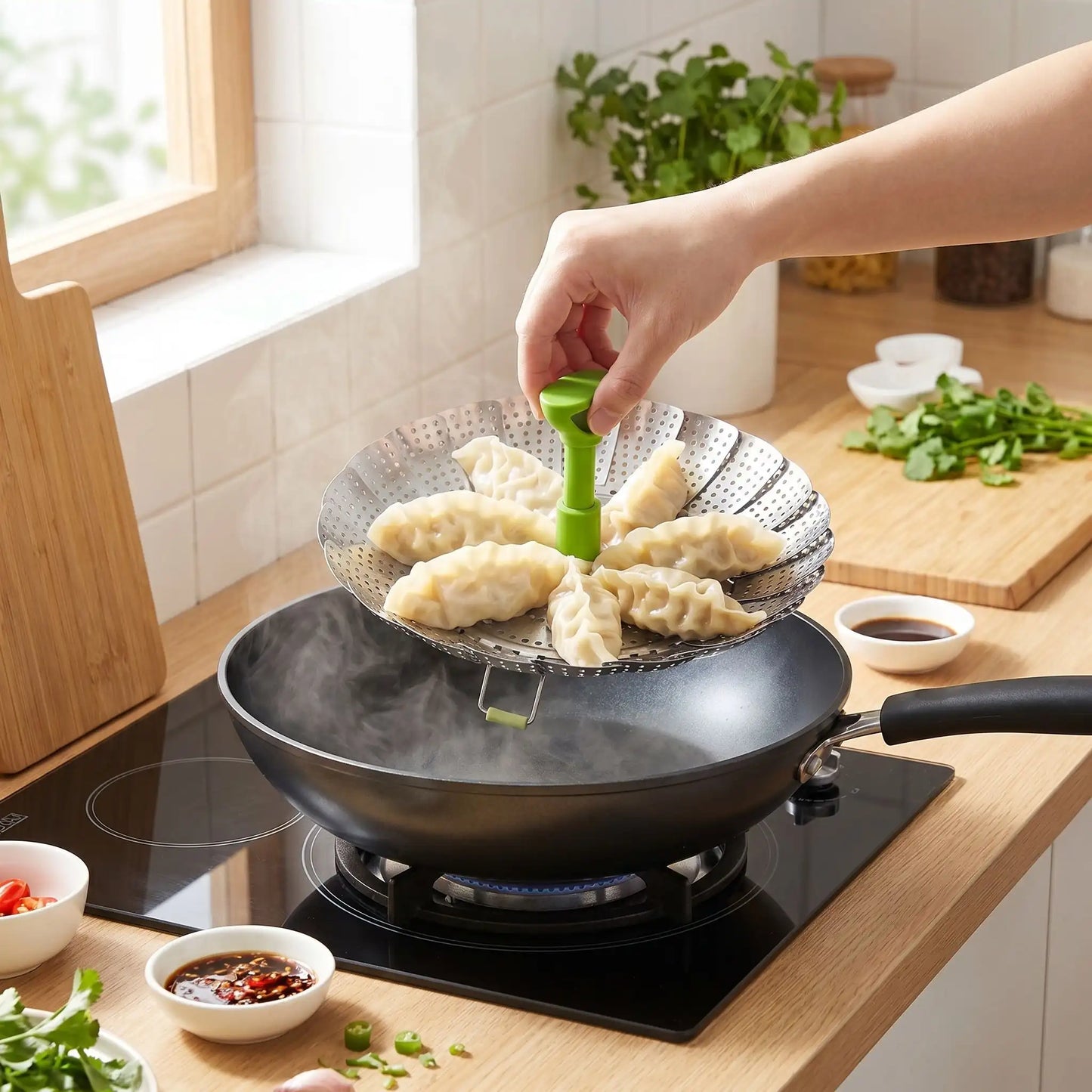 cuiseur vapeur en inox pour legumes frais