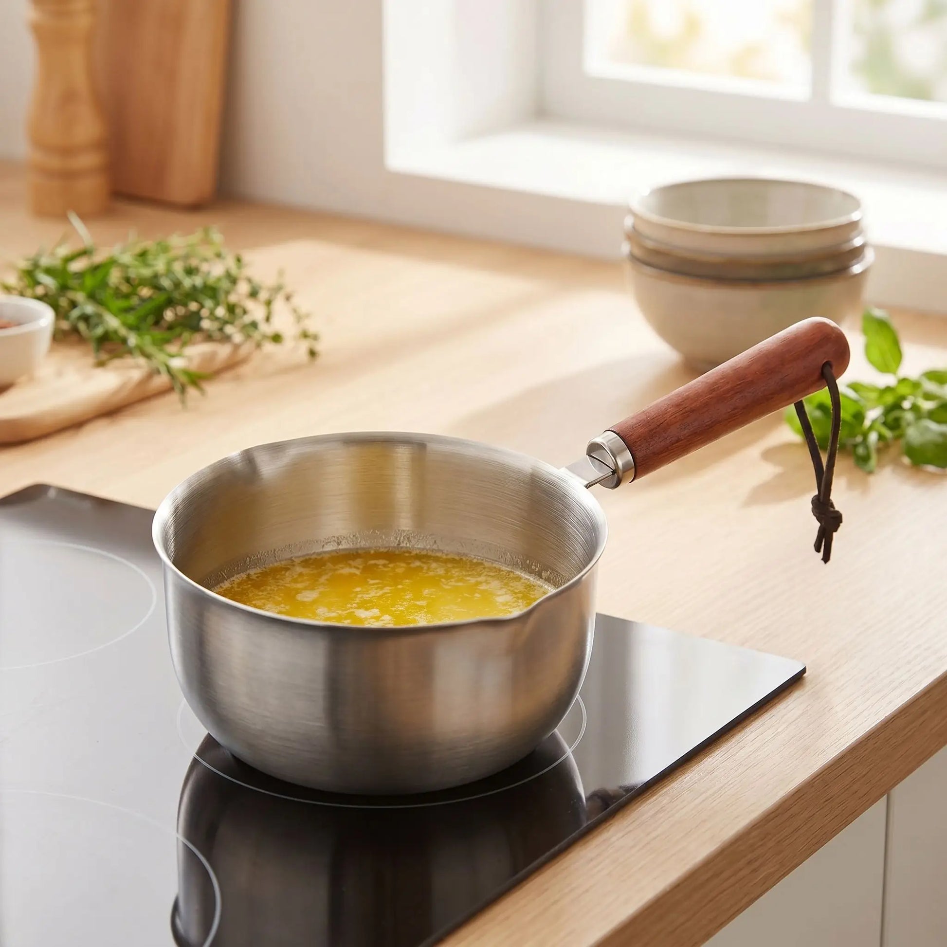 faitout en inox préparation beurre fondu