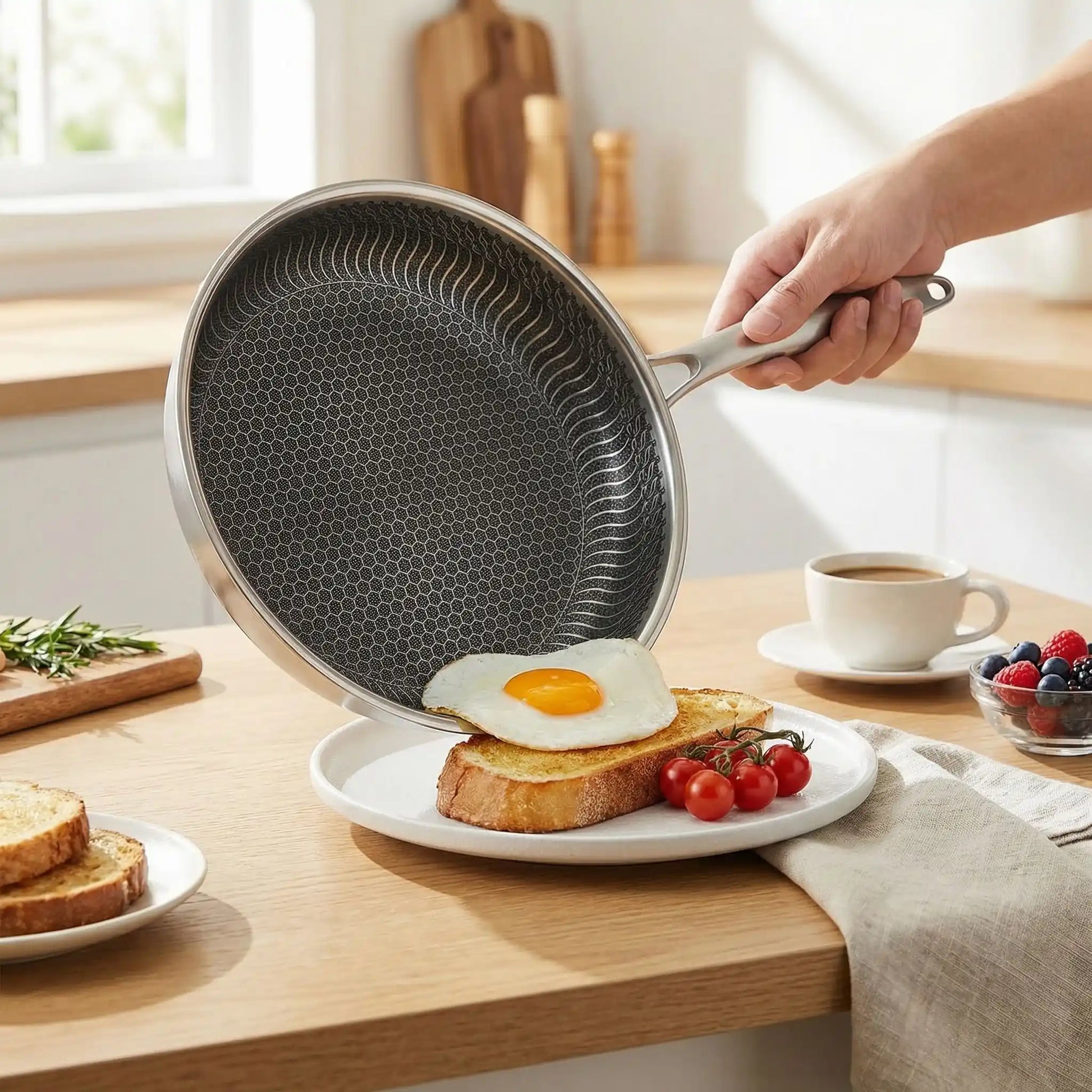 poele inox design antiadhesive facile pour oeuf