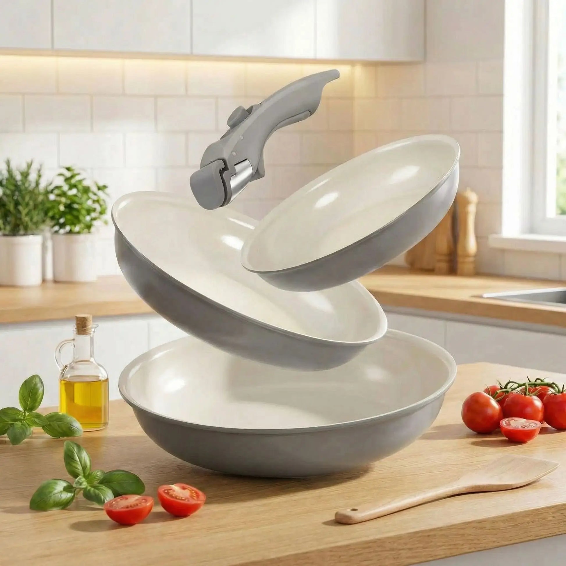 poele inox induction ensembles poeles antiadhesive empilable