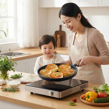 poele plate fonte manche bois cuisine maman pour enfant