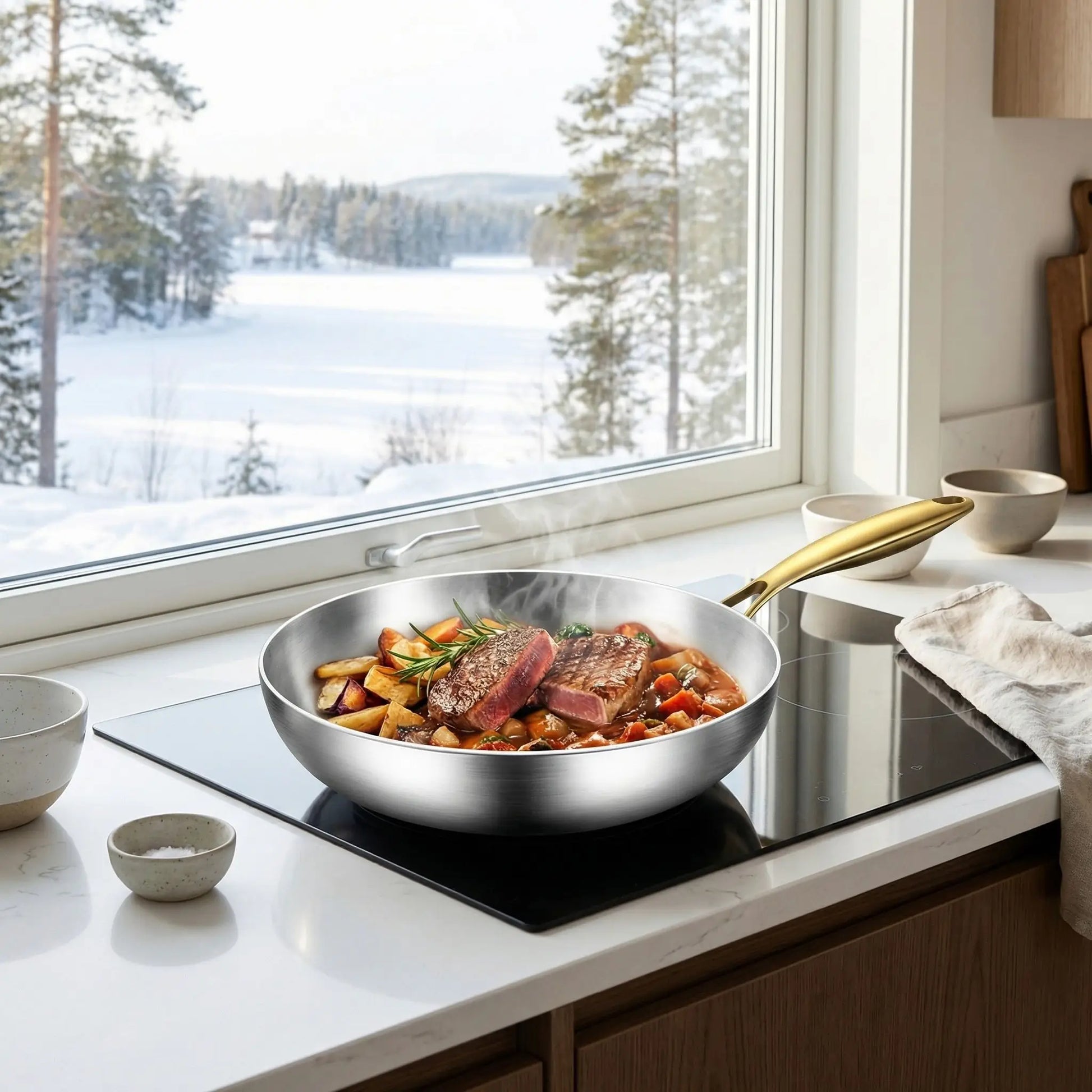 poeles en inox haut de gamme cuisine moderne